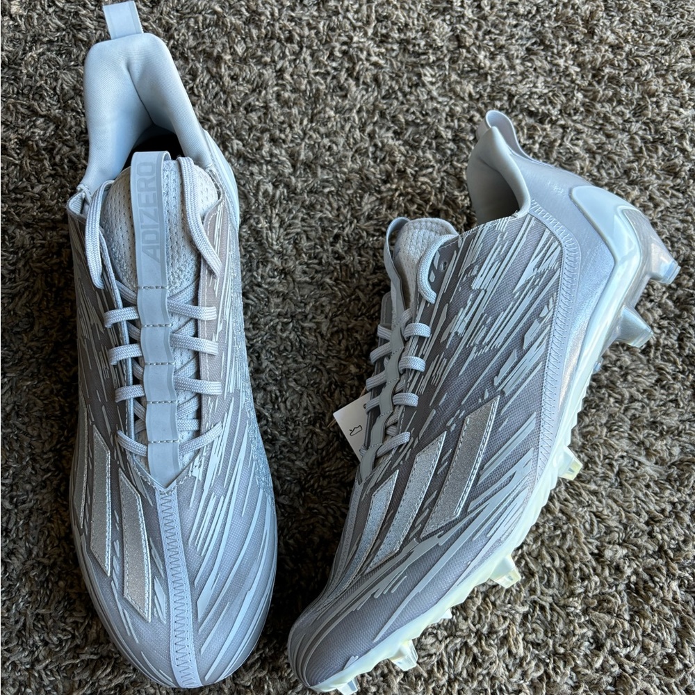 Adidas Adizero Silver Metallic Grey Football Cleats Size 13